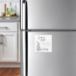 Modern Floral redt de datum van het huwelijk Magnetische Uitnodiging