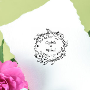 Modern Floral redt de datum van het huwelijk Rubberstempel