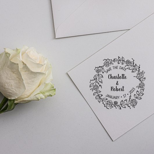 Modern Floral redt de datum van het huwelijk Rubberstempel