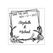 Modern Floral redt de datum van het huwelijk Rubberstempel (Afrduk)