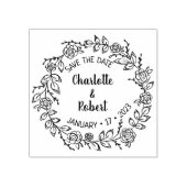 Modern Floral redt de datum van het huwelijk Rubberstempel (Afrduk)