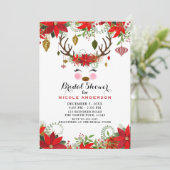 Modern Floral Reindeer Vrijgezellenfeest Kaart (Staand voorkant)