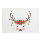 Modern Floral Rendier Vakantie Kerstmis Kussensloop (Achterkant)