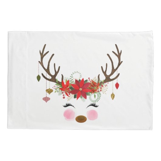  Modern Floral Rendier Vakantie Kerstmis Kussensloop (Achterkant)