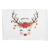  Modern Floral Rendier Vakantie Kerstmis Kussensloop (Voorkant)