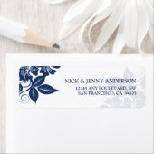 Modern Floral Return Address Label (marine/wit) (Insitu)