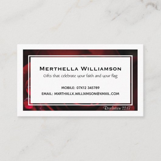 Modern | Floral | Rood Rose | CHRISTELIJK Visitekaartje (Voorkant)