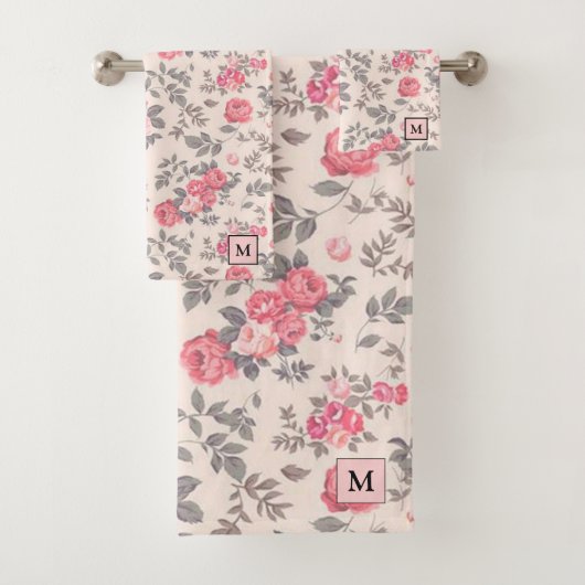 Modern Floral Roos Bad Handdoek (Insitu)