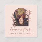 Modern Floral Roos Beauty Photo Arch Pink & Brown Vierkante Visitekaartje (Voorkant)