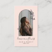 Modern Floral Roos Beauty Photo Arch Pink Visitekaartje (Voorkant)