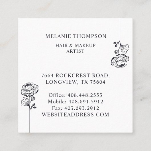 Modern Floral Roos Beauty Photo Arch White Vierkante Visitekaartje (Achterkant)