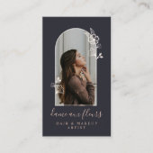 Modern Floral Roos Beauty Photo Arch Zwart Visitekaartje (Voorkant)