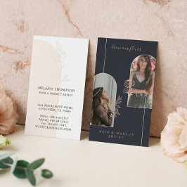 Modern Floral Roos Beauty Photo Arches Navy Visitekaartje