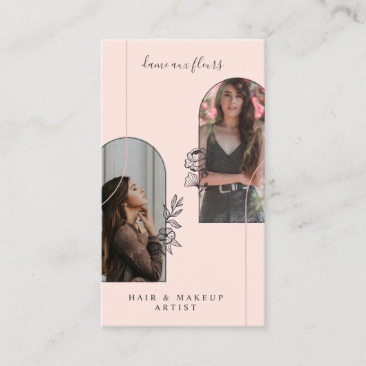 Modern Floral Roos Beauty Photo Arts Pink Visitekaartje (Voorkant)