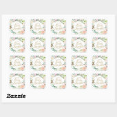 Modern Floral Roos Garland Baby Sprinkle Vierkante Sticker (Vel)