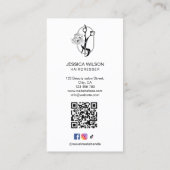 Modern Floral Roos Gold Haarstylist QR Code Visitekaartje (Achterkant)