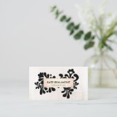 Modern Floral Roos Gold White Marble Beauty Visitekaartje (Staand voorkant)