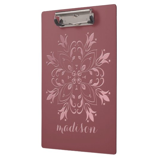 Modern Floral Roos Goud Bloeien Klembord (Links)