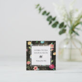 *~* Modern Floral Roos Pattern Gold Sequin Glitter Vierkante Visitekaartje (Staand voorkant)