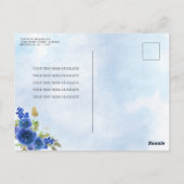 Modern Floral Royal Blue Gold Tiara Quinceañera Briefkaart (Achterkant)