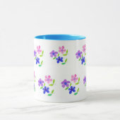 Modern Floral, Roze, Blauw, Mauve, Groen op Wit Mok (Midden)
