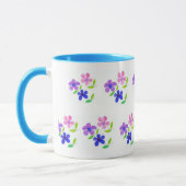 Modern Floral, Roze, Blauw, Mauve, Groen op Wit Mok (Links)