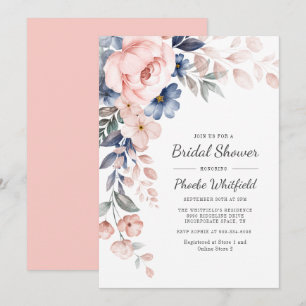 Modern Floral Roze Blauw Vrijgezellenfeest Kaart