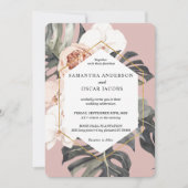 Modern Floral roze tropische bladeren en orchidee Kaart (Voorkant)