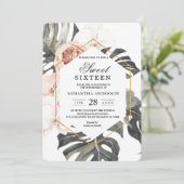 Modern Floral roze tropische bladeren en orchidee Kaart (Staand voorkant)