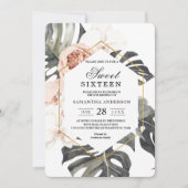 Modern Floral roze tropische bladeren en orchidee Kaart (Voorkant)