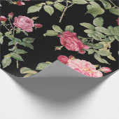 Modern Floral Roze Zwart Roos Cadeaupapier (Hoek)
