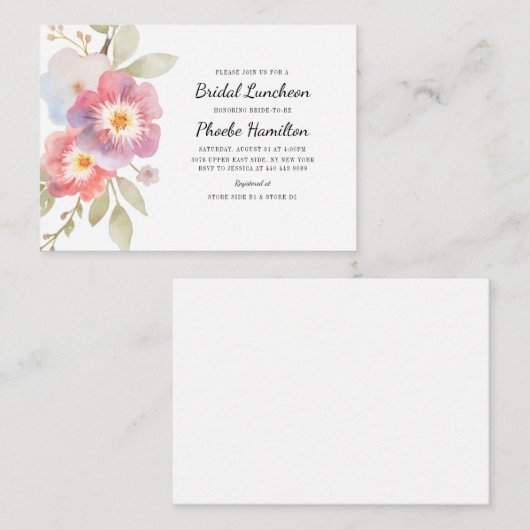 Modern Floral Rustic Botanisch Vrijgezellenfeest Notitiekaartje (Voorkant / Achterkant)