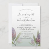 Modern Floral Sage Green Paars Wedding Invitation Kaart (Voorkant)