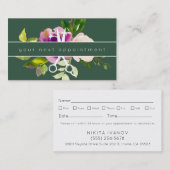 Modern Floral Salon Scissors Logo Benoeming Visitekaartje (Voorkant / Achterkant)