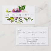 Modern Floral Salon Scissors Logo Benoeming Visitekaartje (Voorkant / Achterkant)