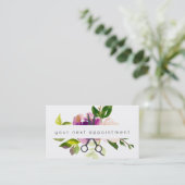 Modern Floral Salon Scissors Logo Benoeming Visitekaartje (Staand voorkant)