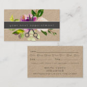 Modern Floral Salon Scissors Logo Benoeming Visitekaartje (Voorkant / Achterkant)