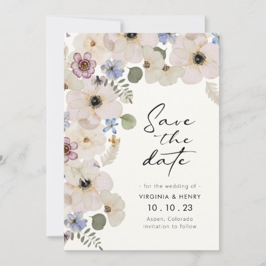 Modern Floral Save The Date (Voorkant)