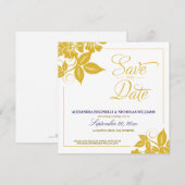 Modern Floral Save the Date Announcement (goud) Kaart (Voorkant / Achterkant)