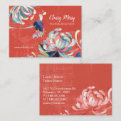 Modern Floral Scarlet Red Visitekaartje (Voorkant / Achterkant)