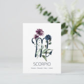 Modern Floral Scorpio Zodiac Symbol Briefkaart (Staand voorkant)