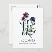 Modern Floral Scorpio Zodiac Symbol Briefkaart (Voorkant / Achterkant)