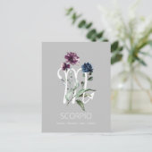 Modern Floral Scorpio Zodiac Symbol Briefkaart (Staand voorkant)
