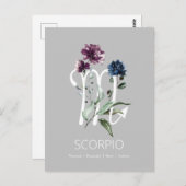Modern Floral Scorpio Zodiac Symbol Briefkaart (Voorkant / Achterkant)
