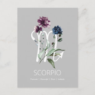 Modern Floral Scorpio Zodiac Symbol Briefkaart