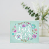 Modern Floral Script Bedankt Briefkaart (Staand voorkant)