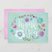 Modern Floral Script Bedankt Briefkaart (Voorkant / Achterkant)