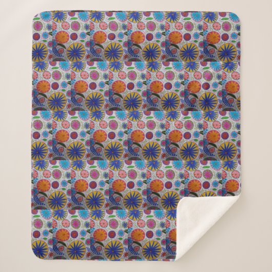 Modern Floral Sherpa Blanket Deken (Voorkant)