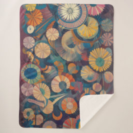 Modern Floral Sherpa Blanket Deken