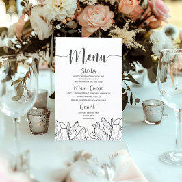 Modern Floral Simple Wedding Menu
